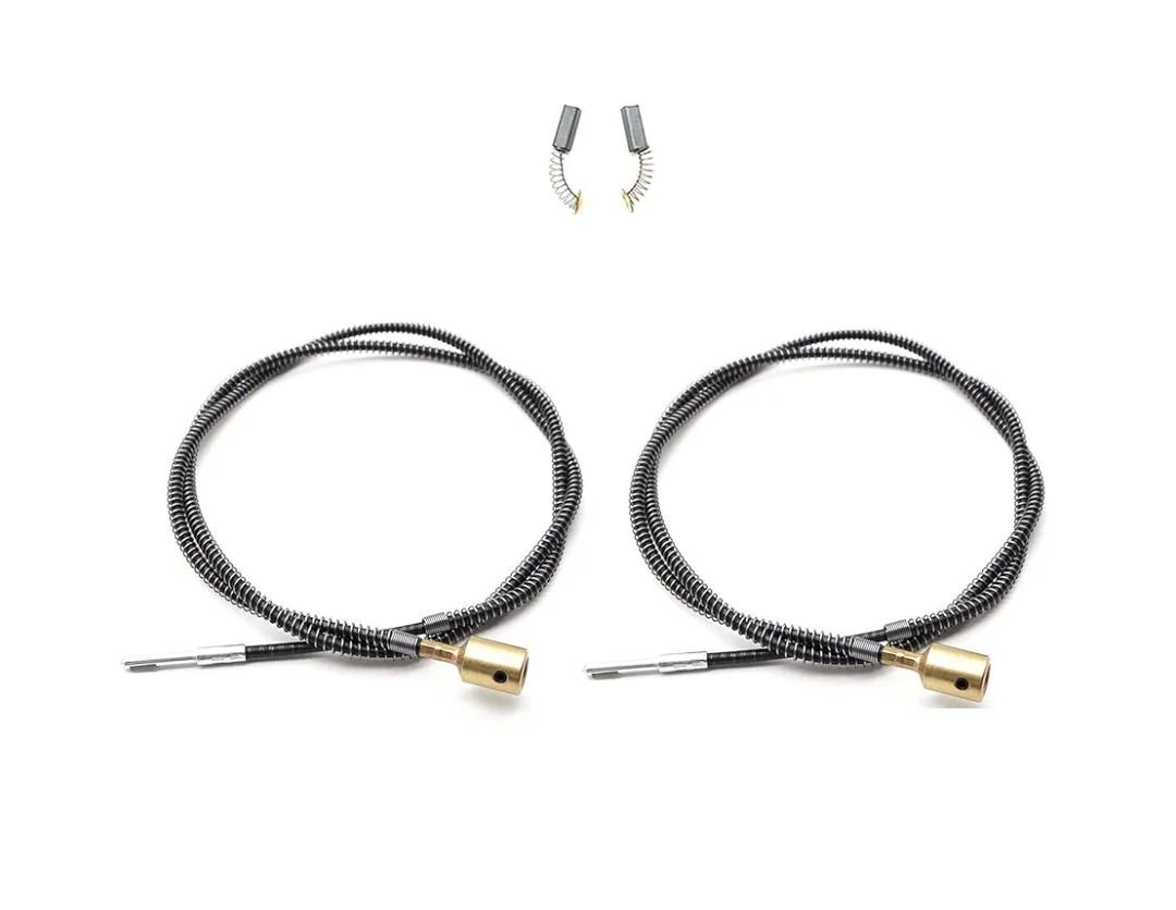 2pcs 5/32" Inner Flex Shaft Cable for Rotary Grinding Tool with 2pcs Carbon Brush, Replacement Core Flexible Shaft Attachment, Drill Grinder Part Accessories