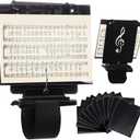 Flute Lyre Flip Folder for Marching Band, 12 Pcs Waterproof 7.5 x 6.5 inches Double Sided Flip Folio Folder Pages with 2 Holes Adjustable Sheet Music Stand Holder for Clarinet Trumpet (Black)