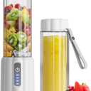 COKUNST Portable Blender, Small Smoothie & Shake Maker with LED Display, 17 oz (500ml) Personal Blender with 6 Blades, USB C Rechargeable Juice Mixer with Extra Lid for Travel, Office, Gym, Home (White)