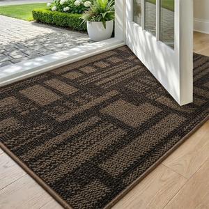 Color&Geometry Front Door Mat Non-Slip, Low-File, Easy to Clean, Sturdy Doormat, Entryway Rug for Hallway, Entrance, Porch Floor, 24"x36", Brown (Rolled-up NO Creases)