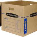 Bankers Box Large Classic Moving Box 10 Pack, Reinforced Handles, Tape-Free Assembly, Box with Lid, 21-in x 17-in x 17-in (7718202)