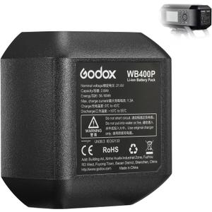 GODOX AD400Pro Original Battery WB400P 21.6V/2600mAh/56.16Wh Li-ion Batterypack, High-Capacity Power Solution for AD400 Pro, Flashpoint XPLOR400 Pro Outdoor Flash (Replaces WB400P & WB400PA)