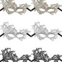 JOVITEC 6 Pieces Masquerade Mask for Women Lace Multicolored Venetian Mask for Carnival Mardi Gras Evening Prom (3 Colors)