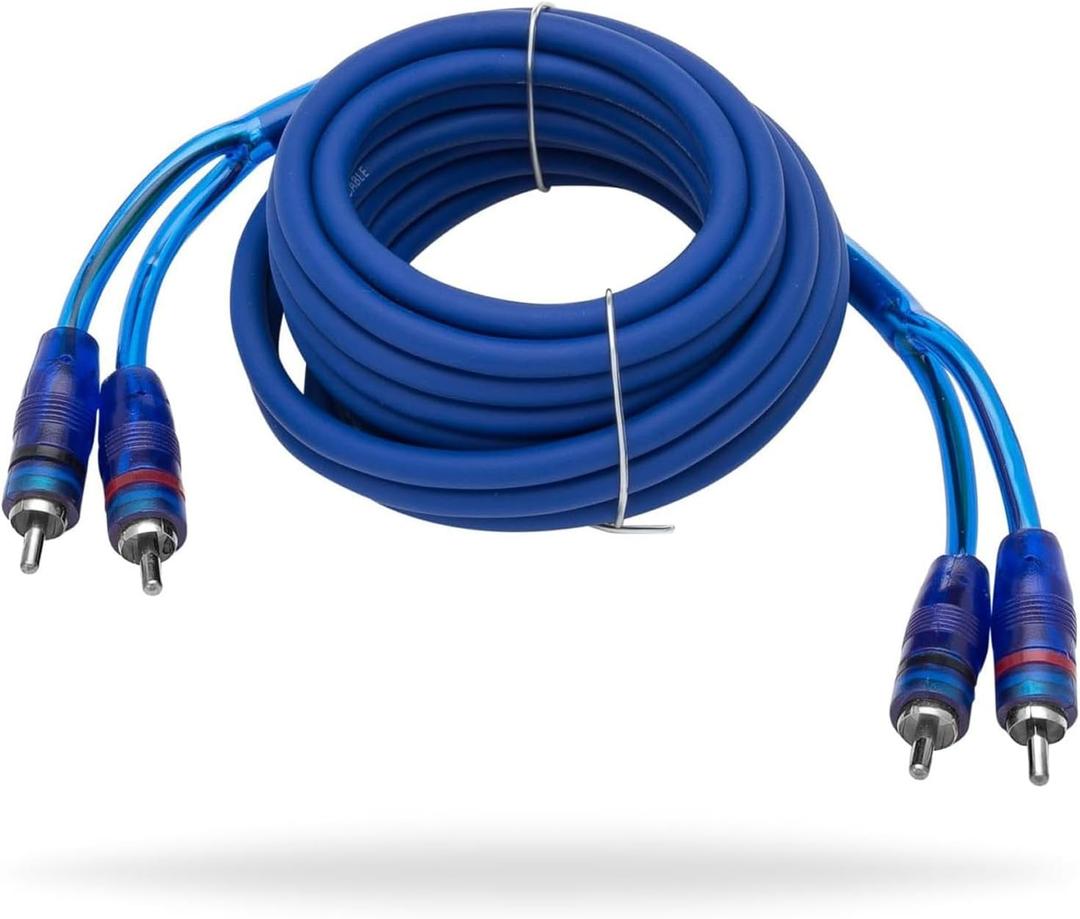 InstallGear 2-Pack of 20 ft RCA Audio Cable 2 Male to 2 Male High-Performance Splitter with Shielded Design for Low-Interference Audio Signal