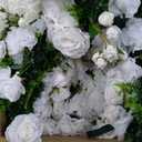 Flower Wall Backdrop, Artificial Floral Gorgeous 5D Silk Luxury Floral Backdrop Decor for Wedding Celebrations, Festive Party and Home Decorating, Quick Assembly and Storage, 4ftx8ft, White Rose.