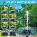 Solar Bird Bath Fountain,Upgrade 3.5W Glass Panel Solar Fountain with 2200mAh Backup Battery, White LED Lights, 8 Spray Modes, 4 Fixed Rods for Garden, Pond, Pool,Patio Outdoor Water Feature