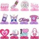 12 Pcs Y2k 2000s Party Decorations 00's Honeycomb Centerpieces Pink Theme Table Decor for Party Throwback Early 2000s Decor Y2k Retro Table Toppers for Birthday Favors Supplies