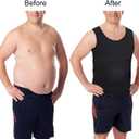 Mens Slimming Compression Shirt, Body Shaper Workout Tank Top, Gynecomastia Tummy Control Undershirts - Change in Seconds (Large, Black)