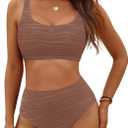 VIMPUNEC High Waisted Bikini Sets for Women Two Piece Tummy Control Swimsuits Sporty High Cut Bathing Suit, Medium