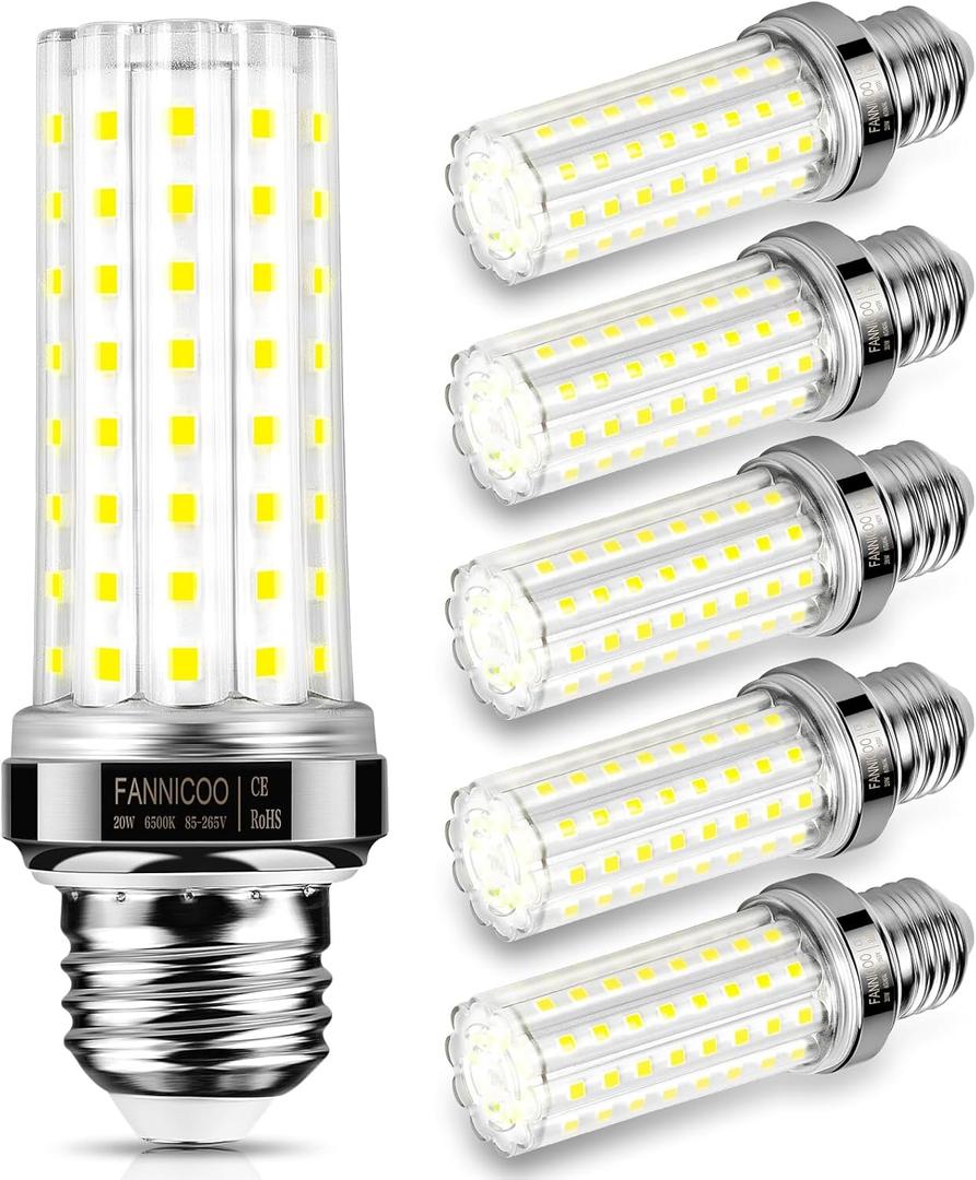 LED Light Bulb 6pcs 150W Equivalent 2500Lumen 6500K Cool Daylight White 20W LED Corn Light Bulb E26/E27 Base Non-Dimmable Ceiling Fan Light Bulbs for Home Garage Kitchen Indoor