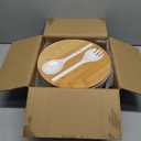 ECOWAY Melamine Salad Bowl with Bamboo Lid & Servers, Bamboo Fiber Salad Serving Bowl 4Qt, Salad Mixing Utensils with Tongs Spoon for Salad, Fruit, Soup, Vegetables, Pasta, Dessert Bowls, 9.84 Inches