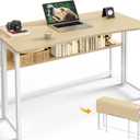 Huuger Folding Desk with Storage Shelf, 39.3 Inch Foldable Computer Table for Small Spaces, Space Saving Sofa Table for Couch, Writing Work Office Computer Desk, Easy to Fold, Oak (18.5"D x 39.4"W)