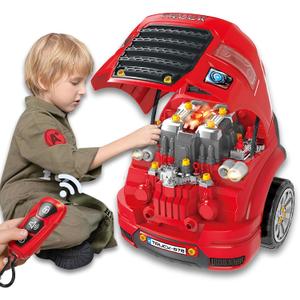 Large Truck Engine Toy — Interactive Steering Wheel, Engine Building Kit & Kids Mechanic Tool Set with Light & Sound – 56 PCS Take Apart Toys for Boys Ages 3+