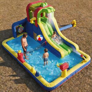15 Ft Inflatable Bounce House Water Slide Park, (with Blower), Backyard Inflatable Pool, Water Gun, 8-in-1 Game, Summer Fun Games, Dry Wet Use, 15 X 8 X 6 Ft