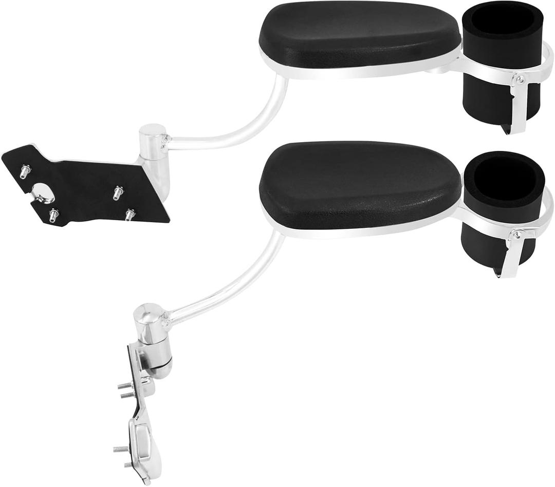 Motorcycle Passenger Armrests with Cup Holder Adjustable Fit for Honda Goldwing GL1800 2001-2017 (Chrome)