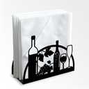 Grape Wine and Glass Decorative Black Metal Napkin Holder for Table, 4.9" x 4.9" x 1.9" Standing Napkin Holder for Home Kitchen Restaurant Picnic Party Coffee Bar Dining Room
