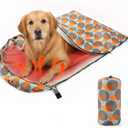 Heated Dog Sleeping Bag Waterproof Warm Portable Packable Dog Bed 42.5''l x 28''w Camping Pet Bed with Storage Bag Christmas Party Gifts for Dogs Indoor Outdoor Travel Camping Hiking(Polka Dots)