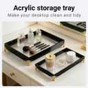 2Pcs Bathroom Vanity Tray for Countertop,Acrylic Soap Organizer Tray for Home Decoration (11.7''x4.2''x1.1'',11.8''x7.9''x1.2'')