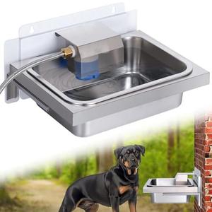 3Gal Automatic Dog Water Bowl Dispenser for Dogs Stainless Hanging Outdoor Self Filling Dog Bowl Large Breed Pet Waterer Metal Wall Mounted Auto Fill Big Dogs Waterer for Cats Chicken Livestock
