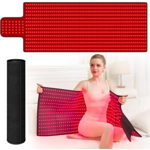 Extra Large Red Light Therapy Mat, High-Density LEDs Full Body Red Light Therapy, 660nm & 850nm Dual Wavelengths, Foldable Red Light Therapy Blanket with Timer, 65" x 20"