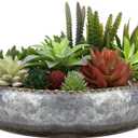 MyGift 11-inch Galvanized Silver Metal Round Planter Bowl with Brass-Tone Pebbled Rim - Handcrafted in India