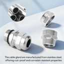 2pcs 3/4"NPT Stainless Steel Cable Gland, Metal Waterproof Cable Gland, Adjustable Cable Gland Protectors 12-18mm