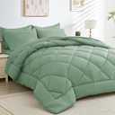 HEVUMYI Light Green King Comforter Set - 7-Piece All Season Bed in a Bag King, Ultra Soft Bedding Set with Comforter, Flat Sheet, Fitted Sheet, Pillowcases, Pillow Shams