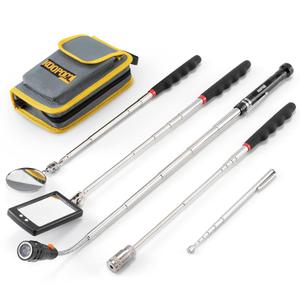 Telescoping Magnetic Pickup Tool Set, Inspection Mirror Telescoping, LED Flashlight, Cool Gadgets for Men, Stocking Stuffers, Gifts for Dad, Husband, Kids, Boyfriend, Magnet Stick (Yellow)