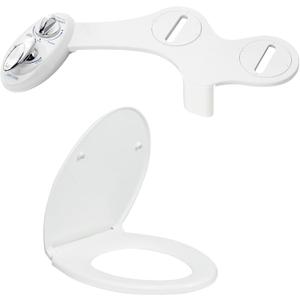 LUXE Bidet NEO 320 White and Elongated Toilet Seat Bundle
