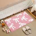 Tinideya Pink Bow Bathroom Rug 20 x 32 Inch Coquette Cute Bath Mat for Bathroom Non Slip Absorbent Bow Bath Mat for College Dorm Vanity Shower Bedroom Kitchen Bedroom Decor Valentine's Day Gifts