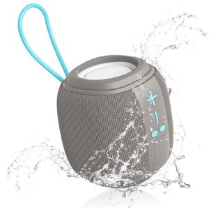 Portable Wireless Speaker, BT5.3, IPX6 Waterproof,Stereo Sound, RGB Lights,TWS Pairing,TF-Card in, for Home Theater, Party,Outdoor Travel (Gray)