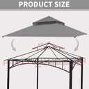 Gazebo Replacement Canopy 10x10 Ft Compatible with SUNJOY Madaga Target Gazebo Frame Model L-GZ136PST, L-GZ136PST-2/7/9 (Grey)