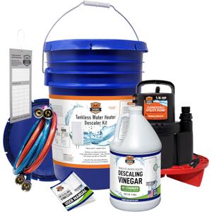 Chromex Tankless Water Heater Flush Kit with Concentrated Vinegar, Dilutes to 4 Gallons and 1/6HP Extra Strength Pump