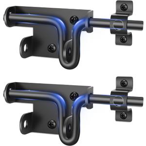 TRIPLE DEER Heavy Duty Slide Bolt Gate Latch, Sliding Bolt Door Lock with Padlock Hole, Slide Bolt Hardware for Wooden Fence/Yard Fence/Shed Door/Barn Door, Black, 2 Pack