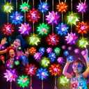 HONLYNE24 PCS Flashing Crystal Star Necklaces, Glow Necklaces Bulk Light up Party Favors, LED Glow in The Dark Necklaces for Kids Adults Birthday Glow Party Rave Halloween Goodie Bags Filler