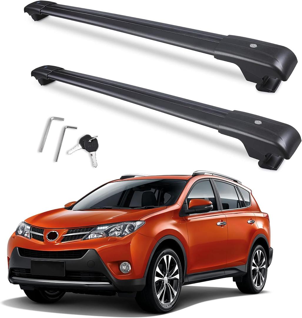 Autekcomma 260lb Loading Weight Heavy Duty Roof Rack CrossBars Replacement for 2013-2018 Toyota RAV4,Anti-Corrosion,Aluminum Black Matte with Anti-Theft Locks (ONLY FIT Original Side Rail)