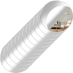 12 Pack Acrylic Round Mirror, 4 Inch Non Glass Round Mirror Plate Self Adhesive Mirrors Stickers, Acrylic Plate Circle-Mirrors Trays for Wedding Table Center DIY Crafts Home Wall Candle Decor