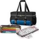 Teamoy 3 Pcs Empty Mahjong Bag, American Mahjong Set Bag with Tiles Bag and Racks & Pushers Bag, Mahjong Tile Set Bag with Game Mat Magic Tape, Black