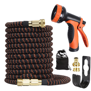 Expandable Garden Hose 75ft - Expanding Flexible Water Hose with 10 Function Spray Nozzle, Leakproof Durable 3750D Fabric Lightweight No Kink 3/4" Solid Brass Fittings for Watering/Washing