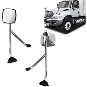 Chrome Hood Mirror for International 4300 Truck Driver Left Side with Mounting Arm (Chrome Silvery, Pair)