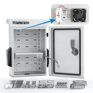 Outdoor Electrical Box with Thermostat and Fan, Cold-Rolled Steel Plate, Aluminum Alloy Back Beam, One-Piece Ventilation Design, IP65 Waterproof, Wall/Pole Mounted. (17.7" x 13.7" x 7.9") Outdoor Electrical Box with Thermostat and Fan, Cold-Rolled Steel Plate, Aluminum Alloy Back Beam, One-Piece Ventilation Design, IP65 Waterproof, Wall/Pole Mounted. (17.7" x 13.7" x 7.9")