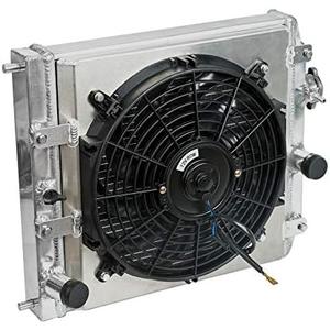 2-Row Full Aluminum Racing Radiator w/ 12V Fan Shroud Replacement for 1992-2000 Honda Civic EH EJ 1993-1997 Del Sol EG MT 1994-2001 Acura Integra DB DC