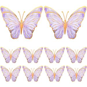 Geyee 10 Pcs Large Butterfly Centerpieces for Tables Butterfly Party Decorations 3D Paper Table Toppers Centerpieces Wall Decor for Birthday Baby Shower Wedding Party Supplies(Purple)