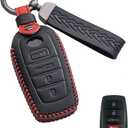 Key Fob Cover Leather Car Key Case Keychain Fob Holder Compatible with Toyota Venza RAV4 Prime Sienna Tundra Corolla Cross Land Cruiser Fortuner Mirai Hilux Sequoia (TYB-4-Black)
