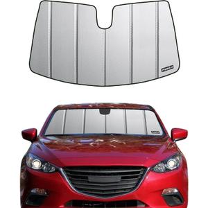 Pigenius Windshield Sunshade for Mazda 3 2014-2018 (Sedan & Hatchback), Premium Grey Leather Finish
