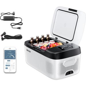 VEVOR Car Refrigerator, DC 12/24V AC100-240V Compressor Electric Cooler, -4°F to 68°F Car Fridge with APP Control, 16 QT Cars Freezer for RVs, Campsites, Boats, Camping, Fishing, 60W Portable Freezer, 22.36 x 12.99 x 10.98 inch