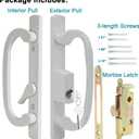 ACEPLANET Offset Position Keyed Sliding Patio Door Handleset with Mortise Lock, 45 Keyway, 3-15/16" H.C., Fits 1-3/8" to 2" Thick Doors, Non-Handed, White Diecast