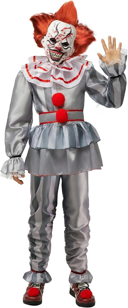 Spooktacular Creations Boy Scary Clown Costume, Scary Halloween Costume Kids, Killer Clown Outfit for Boys M