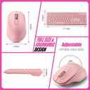 Wireless Silent Keyboard Mouse Combo, Ultra-Slim USB Keyboard Silent Mouse Set, Water-Dropping Keycaps, 12 Shortcuts, 2.4GHz Wireless Connection for PC Laptop Windows XP/7/8/10, Vista, Mac (Pink)