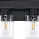 8 Light Bathroom Vanity Light Black Vanity Light Fixtures Bathroom Lights Fixtures Over Mirror Large Wall Lights with Clear Glass Shade for Bedroom Living Room Makeup